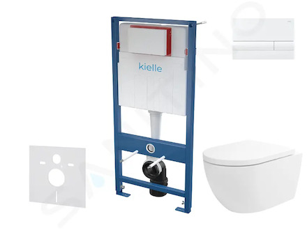 kielle Genesis - Set předstěnové instalace, klozetu Oudee Vortex, sedátka softclose a tlačítka Gemini I, lesklá bílá 30505SS79