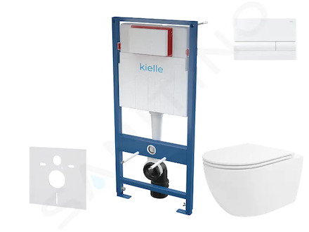 kielle Genesis - Set předstěnové instalace, klozetu Oudee Vortex, sedátka softclose a tlačítka Gemini I, lesklá bílá 30505SS88