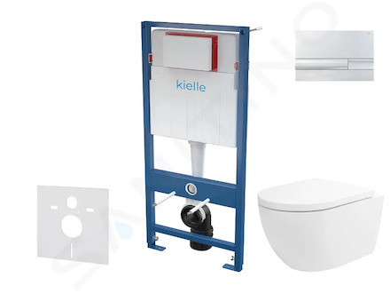 kielle Genesis - Set předstěnové instalace, klozetu Oudee Vortex, sedátka softclose a tlačítka Gemini I, lesklý chrom 30505SS80