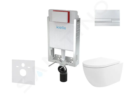 kielle Genesis - Set předstěnové instalace, klozetu Oudee Vortex, sedátka softclose a tlačítka Gemini I, lesklý chrom 30505SZ80