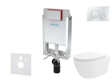 kielle Genesis - Set předstěnové instalace, klozetu Oudee Vortex, sedátka softclose a tlačítka Gemini II, lesklý chrom 30505SZ92