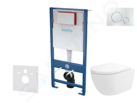 kielle Genesis - Set předstěnové instalace, klozetu Oudee Vortex, sedátka softclose a tlačítka Gemini II, lesklý chrom 30505SS83