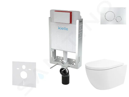 kielle Genesis - Set předstěnové instalace, klozetu Oudee Vortex, sedátka softclose a tlačítka Gemini II, lesklý chrom 30505SZ83