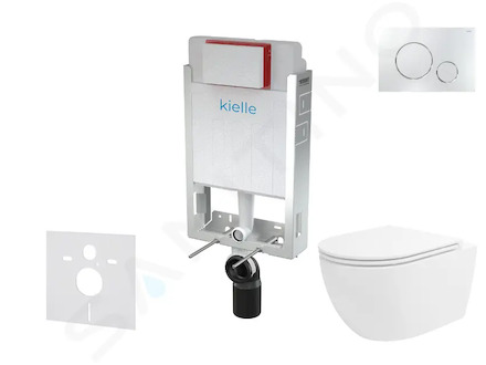 kielle Genesis - Set předstěnové instalace, klozetu Oudee Vortex, sedátka softclose a tlačítka Gemini II, lesklý chrom 30505SZ92