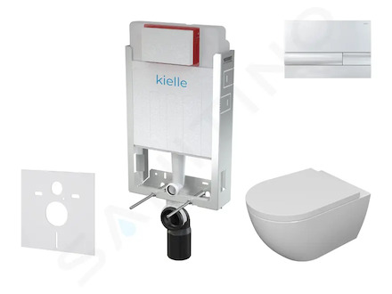 kielle Genesis - Set předstěnové instalace, klozetu se sedátkem softclose a tlačítka Gemini I, chrom 30505SZ16