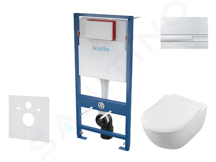 kielle Genesis - Set předstěnové instalace, klozetu Subway a sedátka softclose, CeramicPlus, tlačítko Gemini l, lesklý chrom SAN