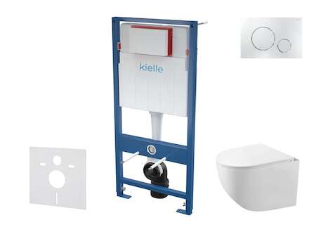 kielle Genesis - Set předstěnové instalace, kompaktního klozetu Gaia, sedátka softclose a tlačítka Gemini II, lesklý chrom 30505