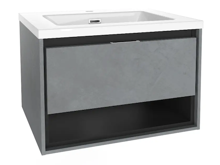 kielle Meara - Skříňka s umyvadlem 60 cm, beton/matná černá 50026S605