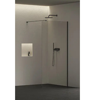 kielle Meara - Sprchová stěna Walk-In 100x200 cm, matná černá/čiré sklo 20726WI1004