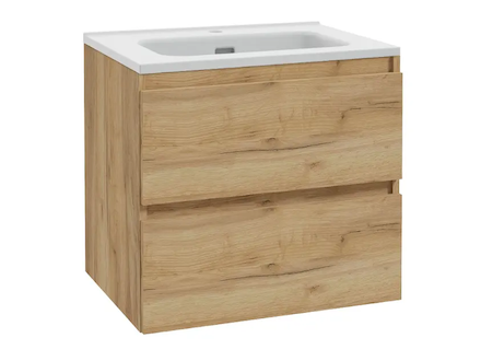 kielle Nefia - Skříňka včetně umyvadla, 60x55x46 cm, 2 zásuvky, zlatý dub 50027S621