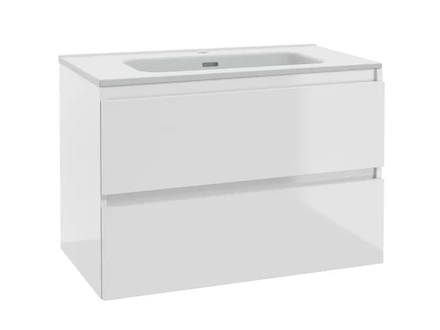 kielle Nefia - Skříňka včetně umyvadla, 80x55x46 cm, 2 zásuvky, lesklá bílá 50027S820
