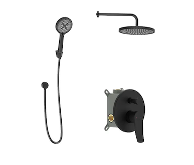 kielle Nefia - Sprchový set s baterií pod omítku, pro 2 spotřebiče, s příslušenstvím EcoSpare a tělesem, matná černá 20627SP114