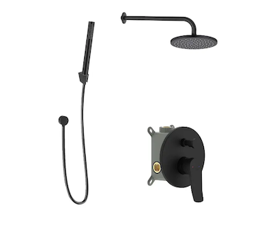 kielle Nefia - Sprchový set s baterií pod omítku, pro 2 spotřebiče, s příslušenstvím EcoSpare a tělesem, matná černá 20627SP124