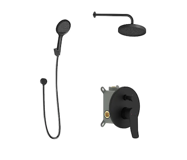 kielle Nefia - Sprchový set s baterií pod omítku, pro 2 spotřebiče, s příslušenstvím EcoSpare a tělesem, matná černá 20627SP134