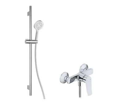 kielle Nefia - Sprchový set s baterií, tyčí, hadicí a sprchovou hlavicí EcoSpare, chrom 20627SN10