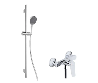 kielle Nefia - Sprchový set s baterií, tyčí, hadicí a sprchovou hlavicí EcoSpare, chrom 20627SN30