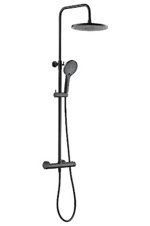 kielle Nefia - Sprchový set s termostatem, 24 cm, 3 proudy, matná černá 20627014E