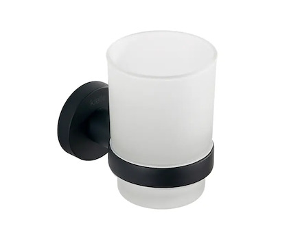 kielle Oudee - Sklenka na kartáčky a pastu s držákem, matné sklo/matná černá 40002024