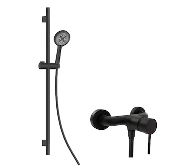 kielle Oudee - Sprchový set s baterií, tyčí, hadicí a sprchovou hlavicí EcoSpare, matná černá 20602SN14