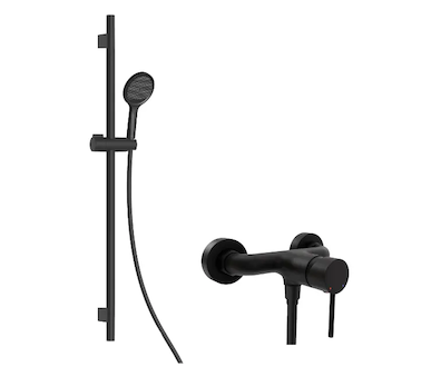 kielle Oudee - Sprchový set s baterií, tyčí, hadicí a sprchovou hlavicí EcoSpare, matná černá 20602SN34