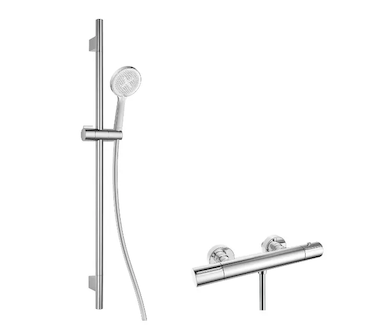 kielle Oudee - Sprchový set s termostatickou baterií, tyčí, hadicí a sprchovou hlavicí EcoSpare, chrom 20602SNT40