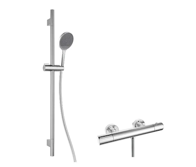 kielle Oudee - Sprchový set s termostatickou baterií, tyčí, hadicí a sprchovou hlavicí EcoSpare, chrom 20602SNT60