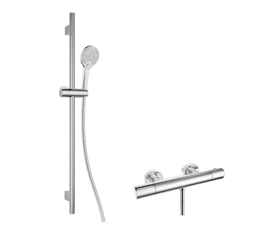 kielle Oudee - Sprchový set s termostatickou baterií, tyčí, hadicí a sprchovou hlavicí EcoSpare, chrom 20602SNT70