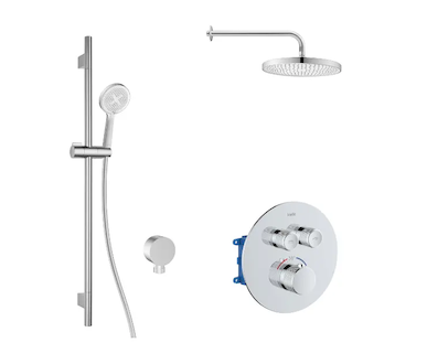 kielle Oudee - Termostatická baterie pod omítku, pro 2 spotřebiče, s příslušenstvím EcoSpare a tělesem, chrom 20602SPT30