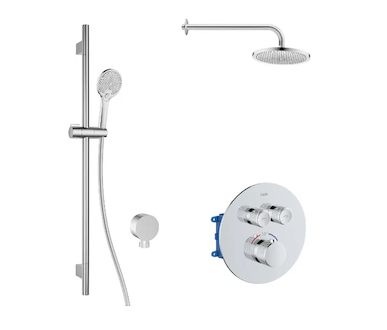 kielle Oudee - Termostatická baterie pod omítku, pro 2 spotřebiče, s příslušenstvím EcoSpare a tělesem, chrom 20602SPT60