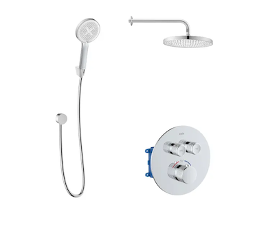 kielle Oudee - Termostatická baterie pod omítku, pro 2 spotřebiče, s příslušenstvím EcoSpare a tělesem, chrom 20602SPT70