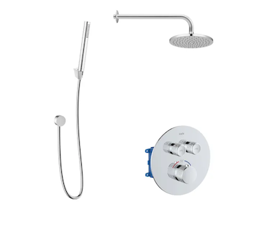 kielle Oudee - Termostatická baterie pod omítku, pro 2 spotřebiče, s příslušenstvím EcoSpare a tělesem, chrom 20602SPT80