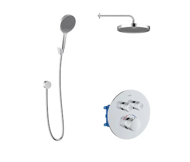 kielle Oudee - Termostatická baterie pod omítku, pro 2 spotřebiče, s příslušenstvím EcoSpare a tělesem, chrom 20602SPT90