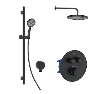 kielle Oudee - Termostatická baterie pod omítku, pro 2 spotřebiče, s příslušenstvím EcoSpare a tělesem, matná černá 20602SPT34