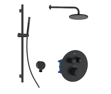 kielle Oudee - Termostatická baterie pod omítku, pro 2 spotřebiče, s příslušenstvím EcoSpare a tělesem, matná černá 20602SPT44