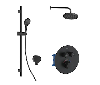 kielle Oudee - Termostatická baterie pod omítku, pro 2 spotřebiče, s příslušenstvím EcoSpare a tělesem, matná černá 20602SPT54