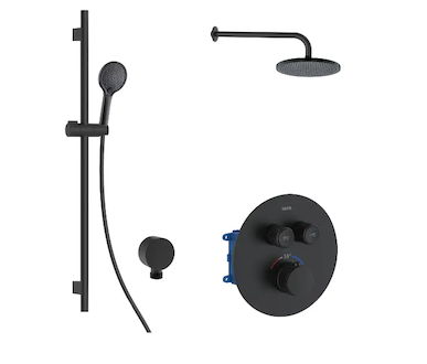 kielle Oudee - Termostatická baterie pod omítku, pro 2 spotřebiče, s příslušenstvím EcoSpare a tělesem, matná černá 20602SPT64