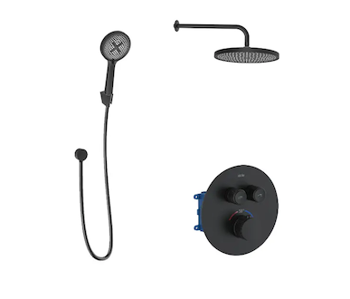 kielle Oudee - Termostatická baterie pod omítku, pro 2 spotřebiče, s příslušenstvím EcoSpare a tělesem, matná černá 20602SPT74