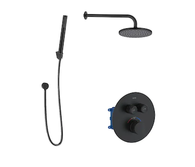 kielle Oudee - Termostatická baterie pod omítku, pro 2 spotřebiče, s příslušenstvím EcoSpare a tělesem, matná černá 20602SPT84