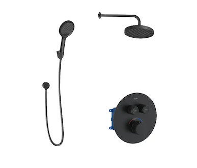 kielle Oudee - Termostatická baterie pod omítku, pro 2 spotřebiče, s příslušenstvím EcoSpare a tělesem, matná černá 20602SPT94
