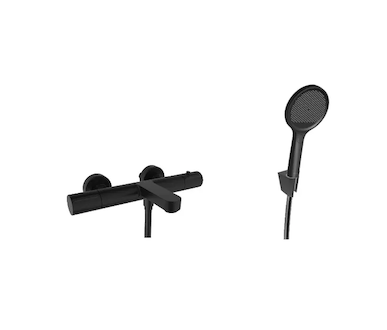 kielle Oudee - Termostatická vanová baterie s příslušenstvím EcoSpare, matná černá 10302SNT104