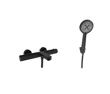 kielle Oudee - Termostatická vanová baterie s příslušenstvím EcoSpare, matná černá 10302SNT84