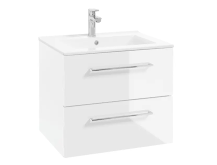 kielle Vega - Skříňka včetně umyvadla, 60x50x46 cm, 2 zásuvky, lesklá bílá 50018S60