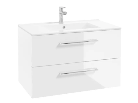 kielle Vega - Skříňka včetně umyvadla,80x50x46 cm, 2 zásuvky, lesklá bílá 50018S80