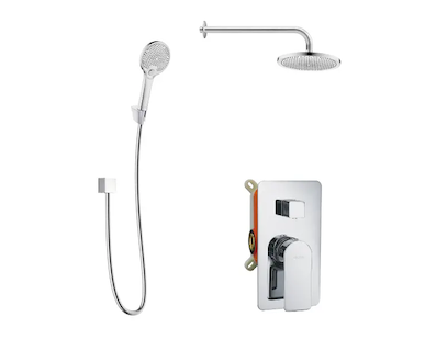 kielle Vega - Sprchový set s baterií pod omítku, pro 2 spotřebiče, s příslušenstvím EcoSpare a tělesem, chrom 20618SP120