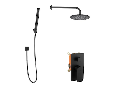 kielle Vega - Sprchový set s baterií pod omítku, pro 2 spotřebiče, s příslušenstvím EcoSpare a tělesem, matná černá 20618SP104