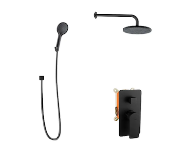 kielle Vega - Sprchový set s baterií pod omítku, pro 2 spotřebiče, s příslušenstvím EcoSpare a tělesem, matná černá 20618SP124