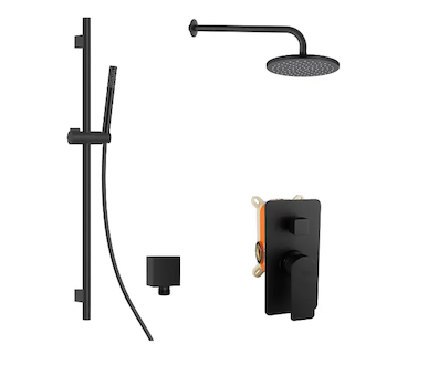 kielle Vega - Sprchový set s baterií pod omítku, pro 2 spotřebiče, s příslušenstvím EcoSpare a tělesem, matná černá 20618SP64