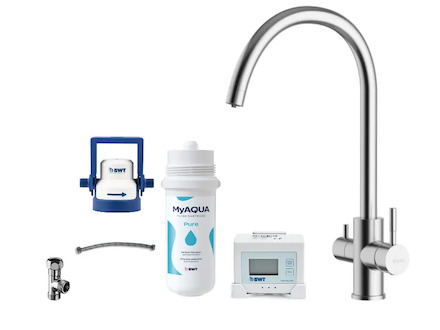 kielle Wimeo - Dřezová baterie včetně filtrace, broušená nerez 10525SFI105