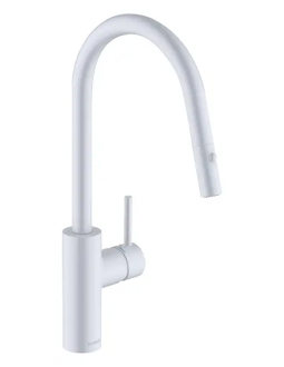 Kludi E-Go - Elektronická dřezová baterie s výsuvnou sprškou, síťové napájení, matná bílá 423005377