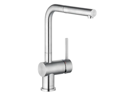 Kludi L Steel - Dřezová baterie s výsuvnou koncovkou, kartáčovaná nerez 45851F877